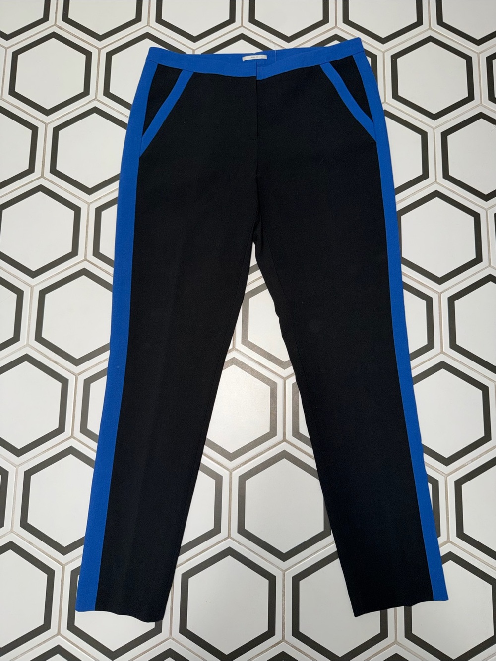 Halogen Black Chinos with Blue Side Panels